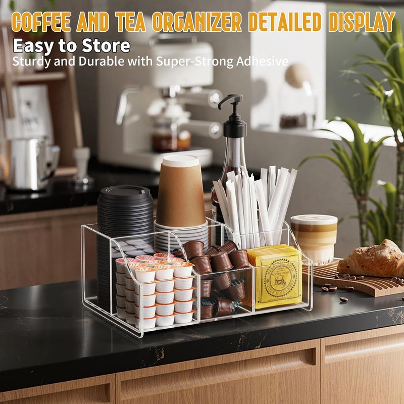 Upitry 𝘼𝙘𝙧𝙮𝙡𝙞𝙘 𝘾𝙤𝙛𝙛𝙚𝙚 𝘽𝙖𝙧 𝙊𝙧𝙜𝙖𝙣𝙞𝙯𝙚𝙧 𝙎𝙩𝙖𝙩𝙞𝙤𝙣 - Multiple Compartments - Kitchen Bar Tools Storage Rack - Beverage Station Organizer for Coffee Creamer Syrup - Image 5