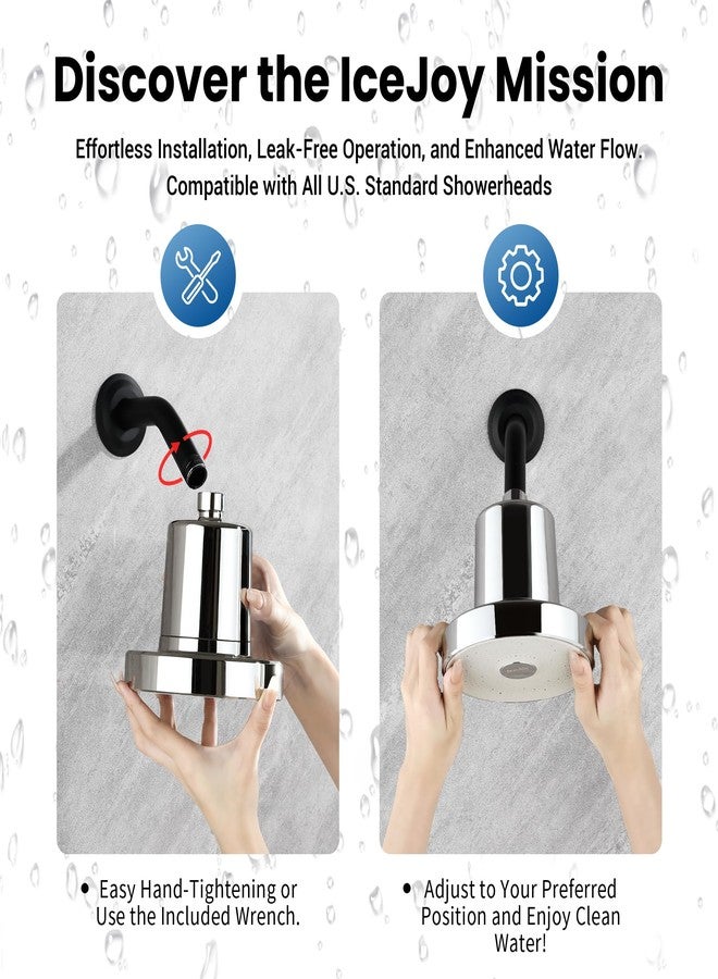 IceJoy Filtered Shower Head - Scientifically Evaluated, High-Efficiency Shower Head with Filters for Enhanced Hair & Skin Health, Minimize Hair Loss, Preserve Color-Treated Hair(Modern Chrome) - Image 2