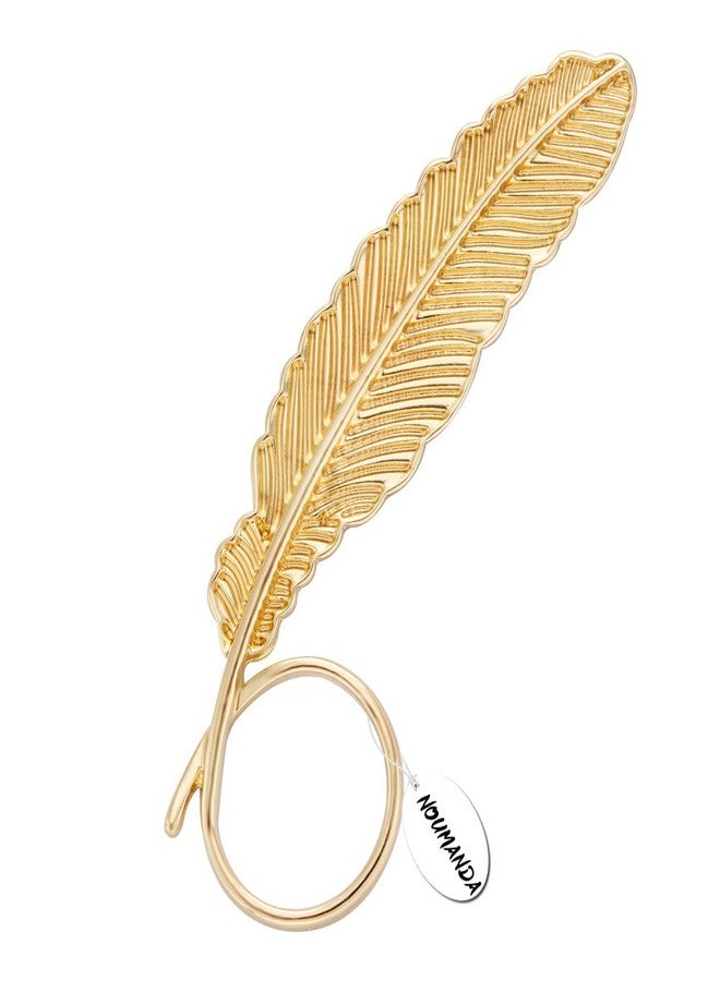 NOUMANDA Shiny Golden Animal Feather Magnetic Eyeglass Holder Brooch (Gold) - Image 1