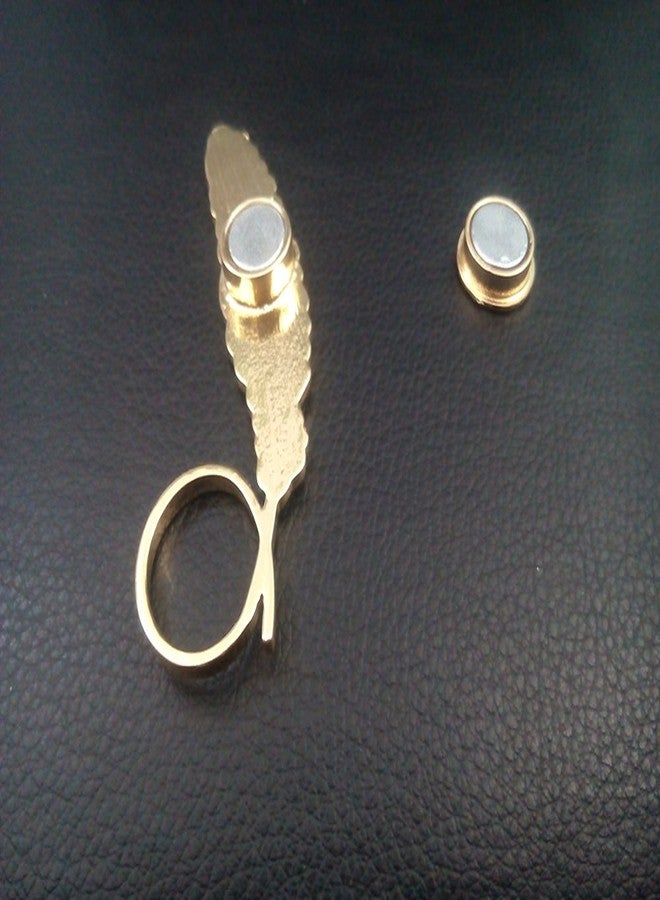 NOUMANDA Shiny Golden Animal Feather Magnetic Eyeglass Holder Brooch (Gold) - Image 3