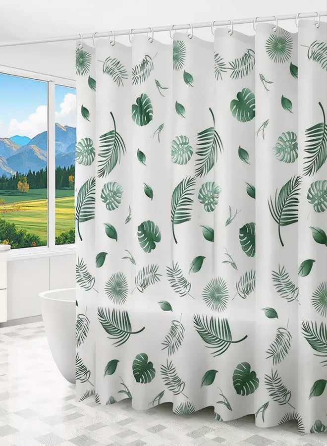 مجموعة ستائر دش قابلة للغسل ومقاومة للماء مع 12 خطافًا، 180 × 200 سم - Image 1