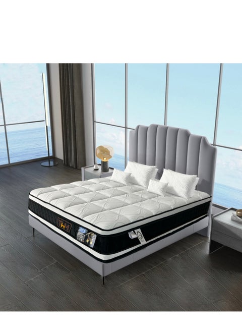 The Home Mart Single Size 30 cm Hybrid Reversible Pocket Spring Mattress with Cool Gel Memory Foam, Advanced Motion Isolation & Pressure Relief – Medium Firm Support for Restful Sleep (Super King: 200x200)