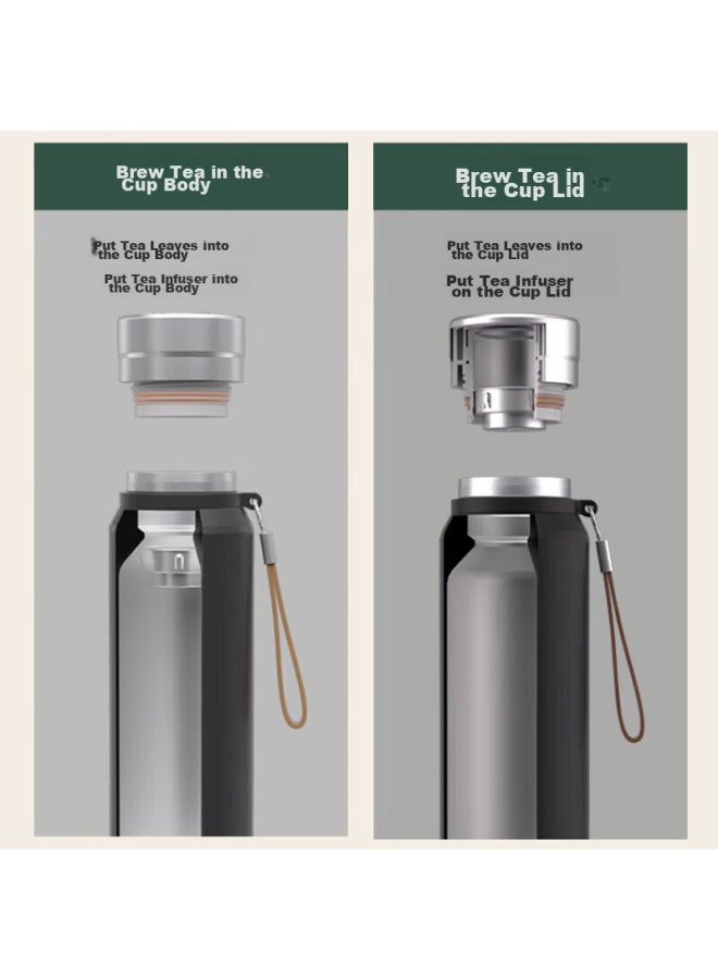 Tomimitsu Fuguang Large Capacity Insulated Mug 316 Stainless Steel Dual-use Lid For Students, Office Water Bottle For Men And Women, Tea Infuser Cup 600ml - Image 4