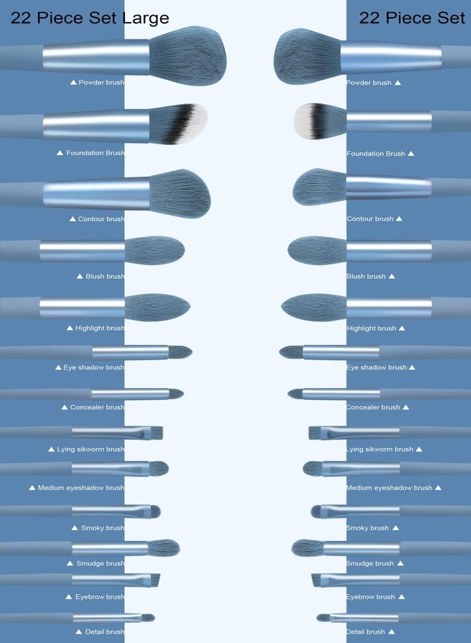Koccido Makeup Brushes 22 Pcs Makeup Kit,Foundation Brush Eyeshadow Brush Make up Brushes Set (Blue, 22 Piece Set Large) - Image 4