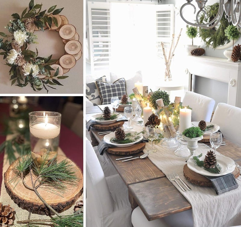 William Craft Unfinished Wood Slices for centerpieces 18 PCS 5.1-5.5 Inch,Round Wooden Discs with Tree Bark,Wood Cookies Circles for Crafts Christmas Ornaments,Wood Slice for Rustic Wedding Decoration - Image 2