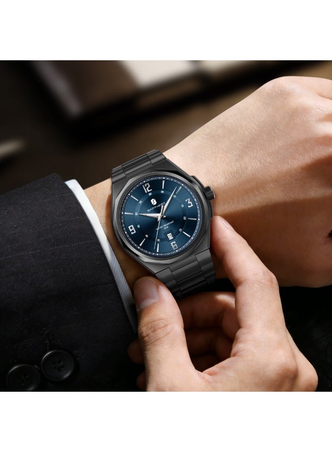 SAPPHERO Watches for Men Arabic Numeral Dial Quartz Wristwatch 50M Waterproof Luminous Watches Mens Watch Work Sport Casual Dress Watch with Stainless Steel Strap Elegant Gifts for Men - Image 3