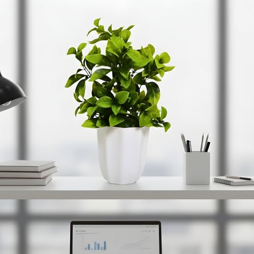 fancymart Artificial Plant Leaves in Pot Perfect Potted Decoration for Home Living Room & Office Spaces Height - 30cm - Image 3