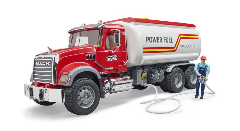 Bruder Mack Granite Tanker Truck 02827 | 1:16 Scale Water Tanker Toy Truck with Working Pump, Chrome Cab, Compatible with Bworld Figures | Made in Germany for Indoor and Outdoor Play - Image 1