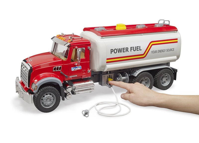 Bruder Mack Granite Tanker Truck 02827 | 1:16 Scale Water Tanker Toy Truck with Working Pump, Chrome Cab, Compatible with Bworld Figures | Made in Germany for Indoor and Outdoor Play - Image 4