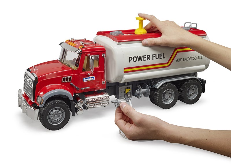 Bruder Mack Granite Tanker Truck 02827 | 1:16 Scale Water Tanker Toy Truck with Working Pump, Chrome Cab, Compatible with Bworld Figures | Made in Germany for Indoor and Outdoor Play - Image 5