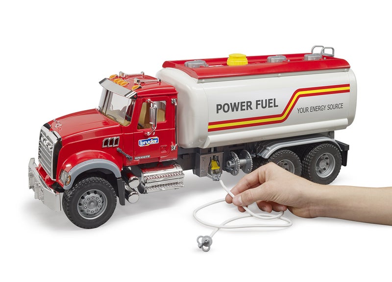 Bruder Mack Granite Tanker Truck 02827 | 1:16 Scale Water Tanker Toy Truck with Working Pump, Chrome Cab, Compatible with Bworld Figures | Made in Germany for Indoor and Outdoor Play - Image 3