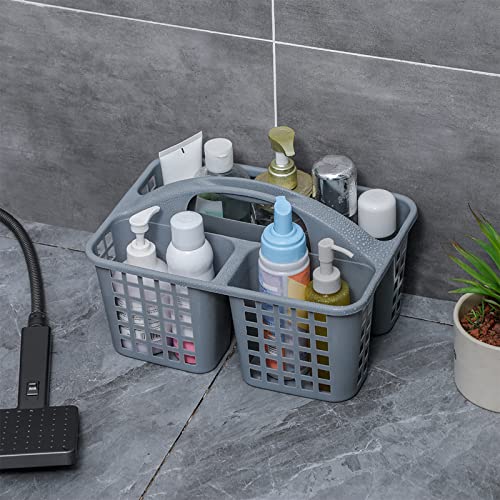 JiatuA Portable Shower Caddy Basket with Compartments Cleaning Supplies Organizer with Handle Plastic Storage Divided Tool Bin for Bathroom, Bedroom, Kitchen, College Dorm, Garden, Under Sink, Grey - Image 2