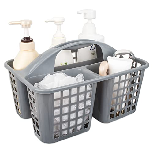 JiatuA Portable Shower Caddy Basket with Compartments Cleaning Supplies Organizer with Handle Plastic Storage Divided Tool Bin for Bathroom, Bedroom, Kitchen, College Dorm, Garden, Under Sink, Grey - Image 1