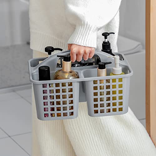 JiatuA Portable Shower Caddy Basket with Compartments Cleaning Supplies Organizer with Handle Plastic Storage Divided Tool Bin for Bathroom, Bedroom, Kitchen, College Dorm, Garden, Under Sink, Grey - Image 4