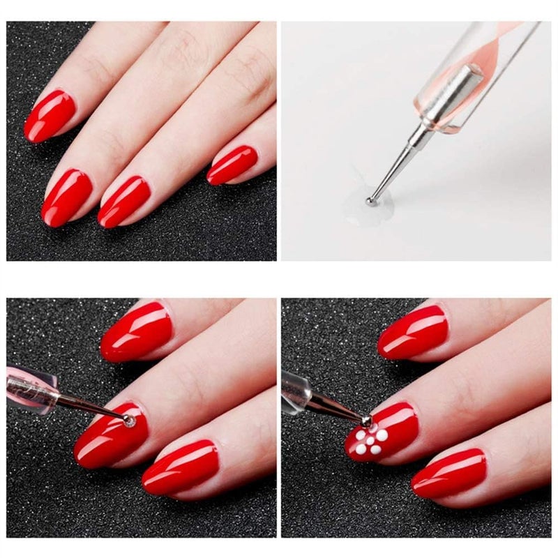 Aternal 5Pcs Double Ended Dotting Pen Tool Nail Art Tip Dot Paint Manicure Tool，5 Colors with 1 Nail Brush - Image 3