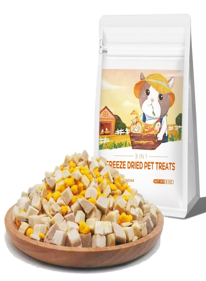 BNYEE Freeze Dried Cat & Dog Treats – 8OZ Freeze Dried Chicken+Duck+Egg Yolk 3 in 1 Meat Snacks - High Protein, Bite-Sized, Training Treats Snacks (8 OZ) - Image 1