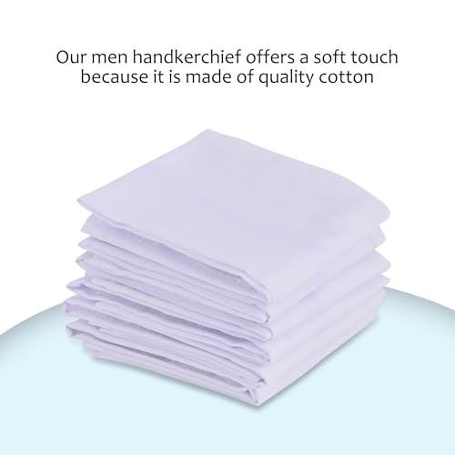 Kuber Industries Pack of 12 Handkerchiefs for Men & Napkins | Daily Use Cotton Rumal for Men | Reusable Hanki Set for Gents with Box | White - Image 5