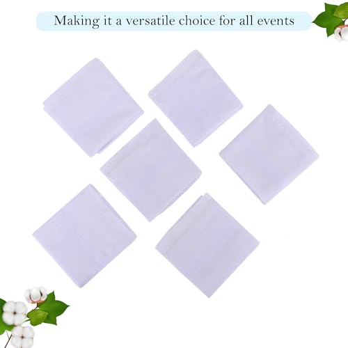 Kuber Industries Pack of 12 Handkerchiefs for Men & Napkins | Daily Use Cotton Rumal for Men | Reusable Hanki Set for Gents with Box | White - Image 4