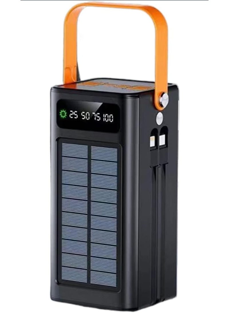 50,000mAh Solar Power Bank with Dual USB Outputs, LED Display & Built-in Cables - Image 1