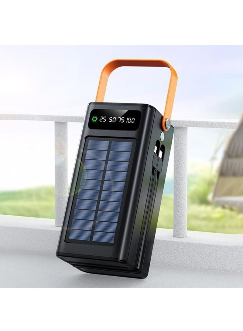 50,000mAh Solar Power Bank with Dual USB Outputs, LED Display & Built-in Cables - Image 2
