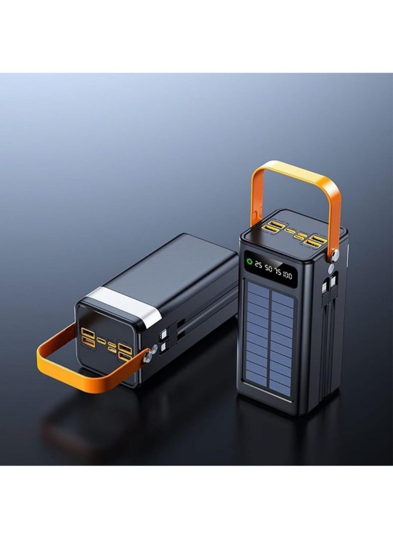 50,000mAh Solar Power Bank with Dual USB Outputs, LED Display & Built-in Cables - Image 3
