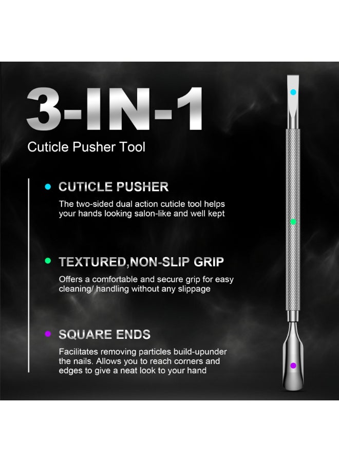 FERYES Professional Cuticle Pusher Remover Tool Stainless Steel DualSided Nail Care Tool for Manicure Pedicure 52 Inch Salon Home Use - Image 4