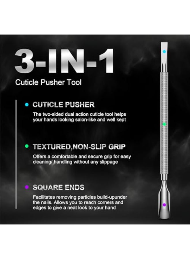 FERYES Professional Cuticle Pusher Remover Tool Stainless Steel DualSided Nail Care Tool for Manicure Pedicure 52 Inch Salon Home Use - Image 3