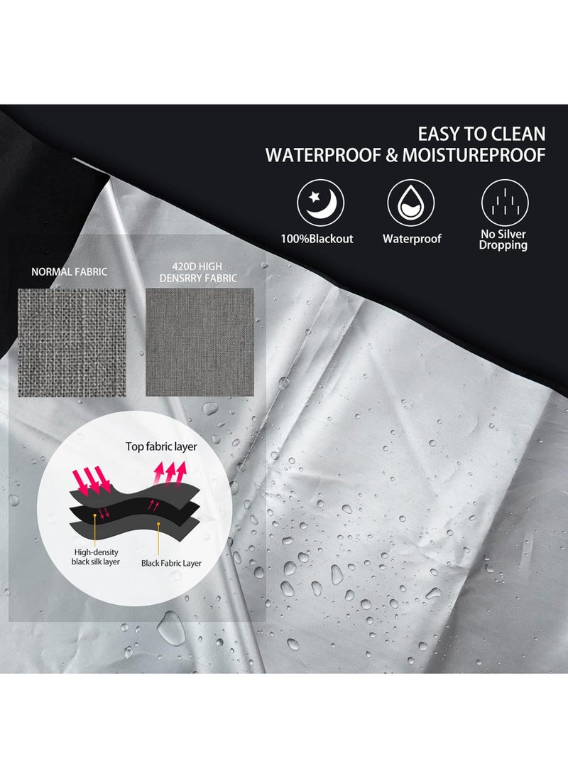 Uwals Blackout Blind 145 x 300cm 420D Black Out Fabric Portable Blackout Blinds Easy Stick On Window for Home Office Nursery Bedroom Car No Drill Travel Blackout Blind  - Image 2