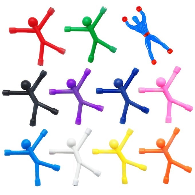 REFRIGERATOR MAGNETS MINI MAN FRIDGE MAGNETS RUBBER MAGNET MAGNETIC FOR KIDS AND ADULTS OFFICE FUN DECORATION DESK WITH 1 STICKY MEN WALL CLIMBER RANDOM COLOR 11