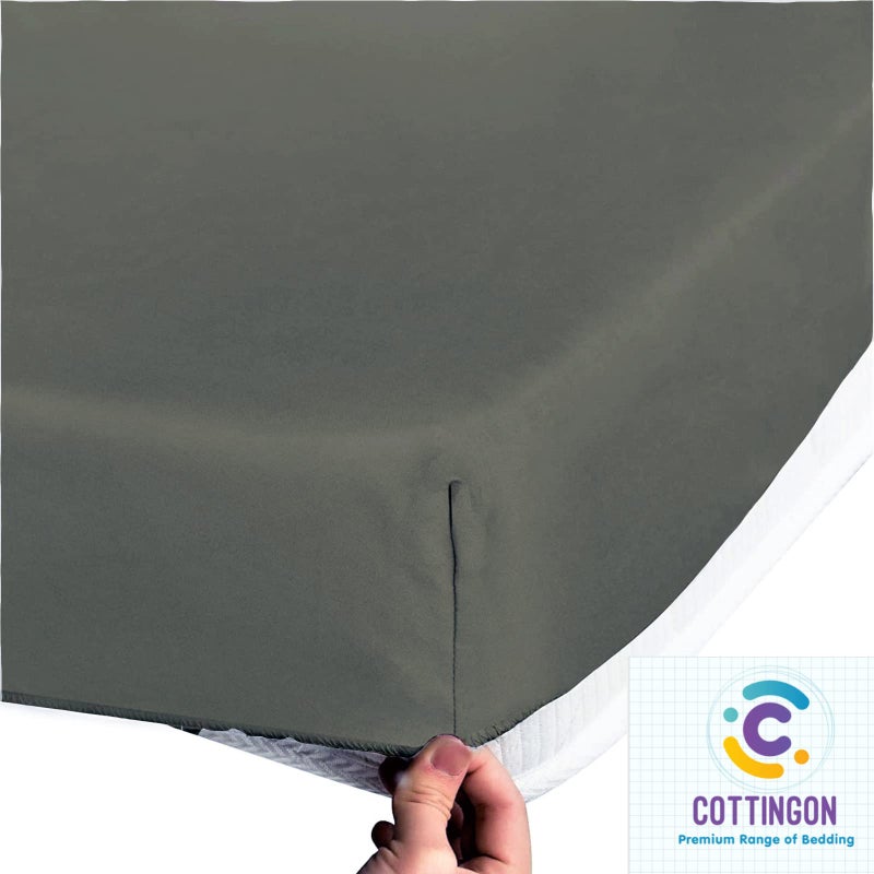Cottingon شيت مفروش ملكي مقسوم علوي للأسرة القابلة للتعديل - مقسوم نصف، 34 بوصة من الأعلى، رأس مرن (رمادي داكن) - Image 5