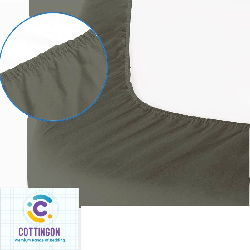 Cottingon شيت مفروش ملكي مقسوم علوي للأسرة القابلة للتعديل - مقسوم نصف، 34 بوصة من الأعلى، رأس مرن (رمادي داكن) - Image 4