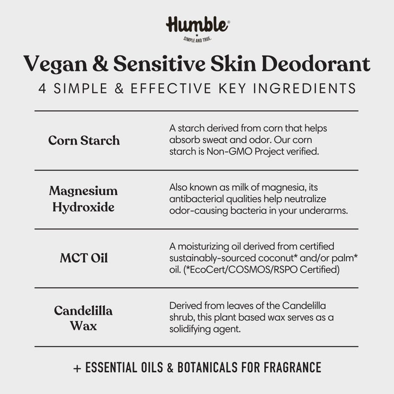 HUMBLE SIMPLE AND TRUE. HUMBLE BRANDS Aluminum-Free Deodorant, Vegan and Cruelty- free, Formulated for Sensitive Skin, Palo Santo and Frankincense, 2.5 Ounce (Pack of 1) - Image 5
