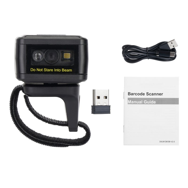2D Barcode Scanner Portable Finger Handheld Wearable Ring 1D 2D Bar Code Reader BT+2.4G Wireless and Wired Connection Support for Windows iOS Android PC Computers Supermarket Library Express Company - Image 3