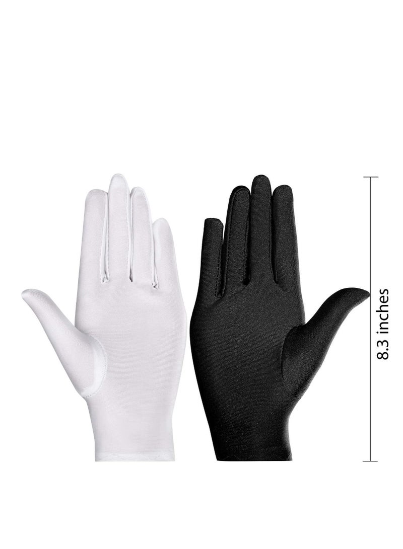 SYOSI 2 Pairs Adult Spandex Gloves Wrist Length Gown Opera Party Formal Tuxedo Costume  - Image 2