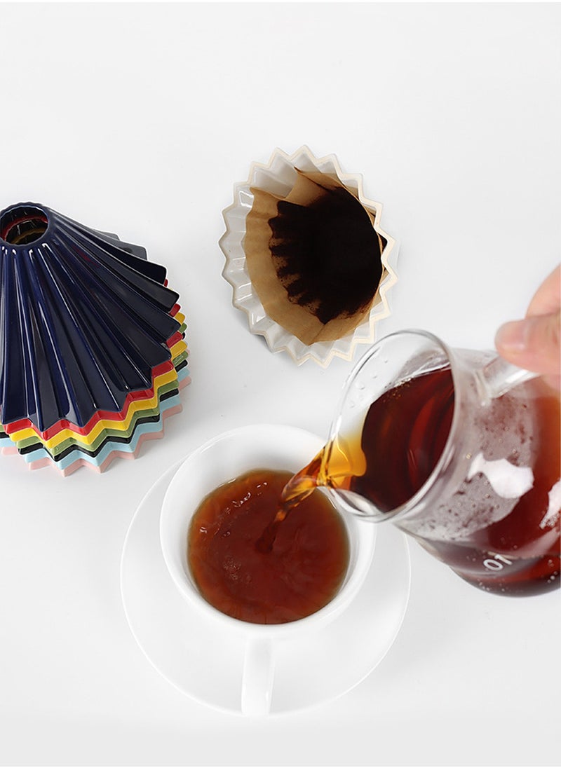 EqiEch V60 Ceramic Coffee Dripper Origami Style Cone Coffee Filter Reusable Pour Over  Coffee Dripper for Home Office Restaurants 1 To 4 Cups  - Image 2