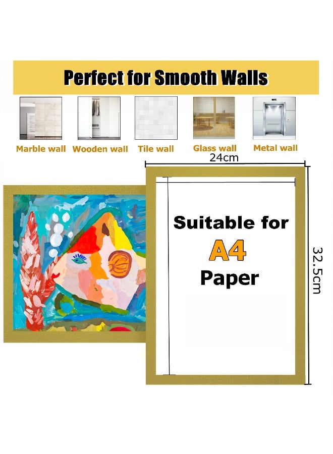 ValueHut A4 Magnetic Display Frame 10-Pack – Self-Adhesive Poster Frame for Restaurants, Shops, Office Notices & Home Photos | Gold Border | Easy-to-Use Magnetic Paper Holder - Image 3
