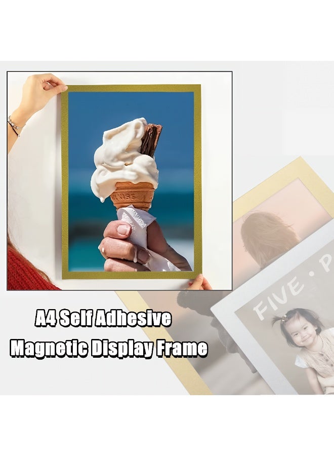 ValueHut A4 Magnetic Display Frame 10-Pack – Self-Adhesive Poster Frame for Restaurants, Shops, Office Notices & Home Photos | Gold Border | Easy-to-Use Magnetic Paper Holder - Image 4