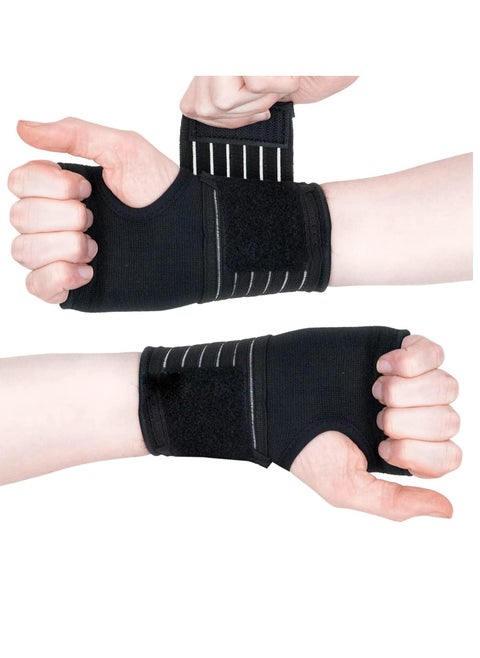 2Pcs Elastic Wrist Support with Strap Ideal for Sprains Injury or Sports Use with no Metal bar Support Without inhibiting Flexibility M