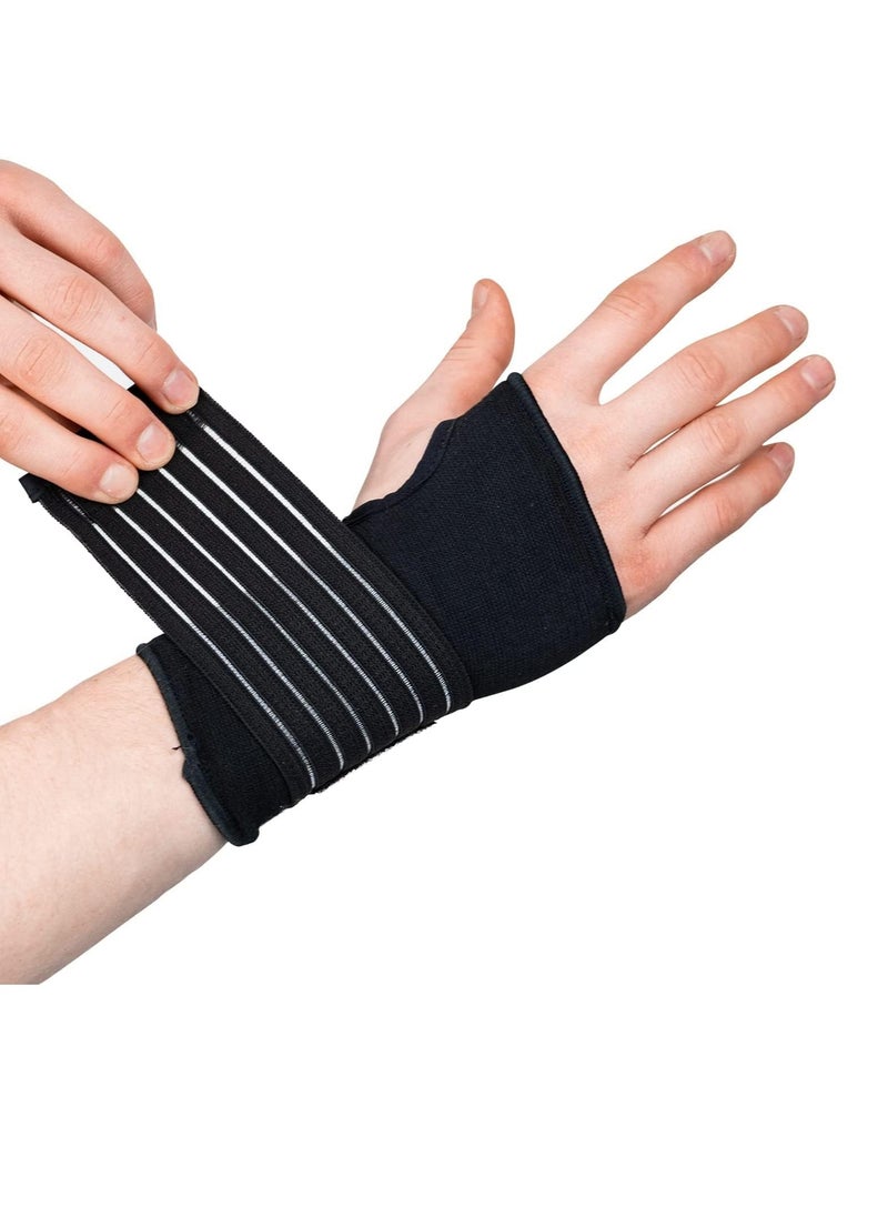 2Pcs Elastic Wrist Support with Strap Ideal for Sprains Injury or Sports Use with no Metal bar Support Without inhibiting Flexibility M