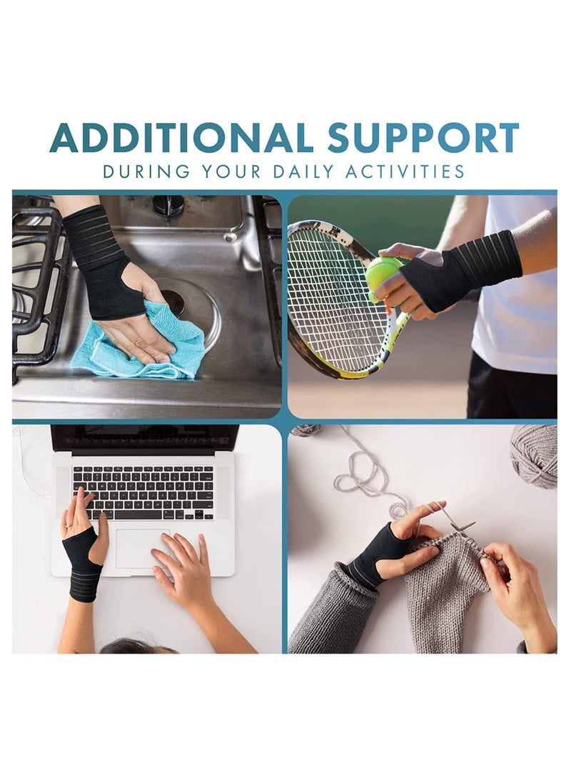 2Pcs Elastic Wrist Support with Strap Ideal for Sprains Injury or Sports Use with no Metal bar Support Without inhibiting Flexibility M