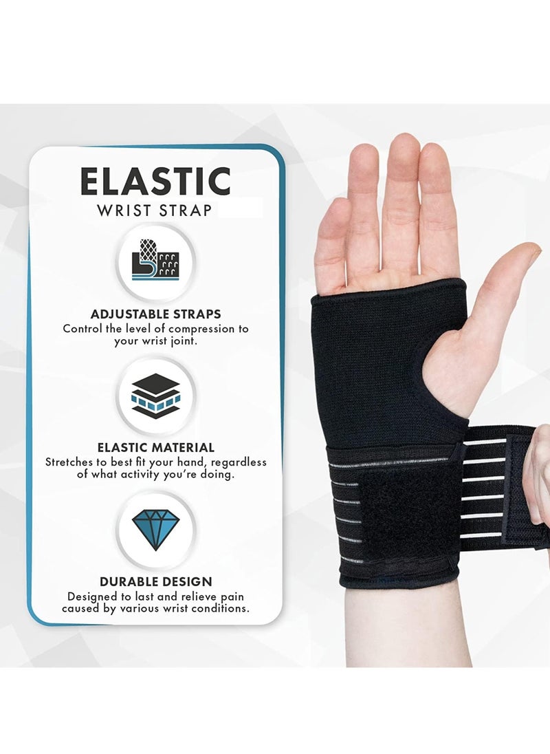 2Pcs Elastic Wrist Support with Strap Ideal for Sprains Injury or Sports Use with no Metal bar Support Without inhibiting Flexibility M