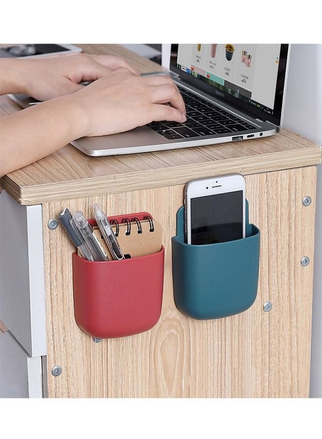 6 Pcs Wall Mount Storage Holder Hooks, Self Adhesive Organizer Storage Box Phone Charging Brackets Holders, for Bedroom Bathroom Office and More (White+Grey) - Image 4