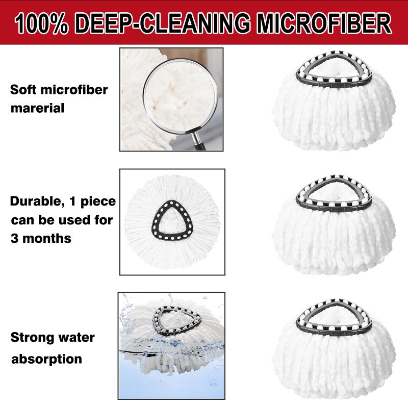 V-chen 12 Pack Spin Mop Replacement Heads, 100% Microfiber Spin Mop Refill for Easy Wring Compatible with Triangle Spin Mop, 360 Degree Spinning Mop Replace Head for Floor Cleaning - Image 4