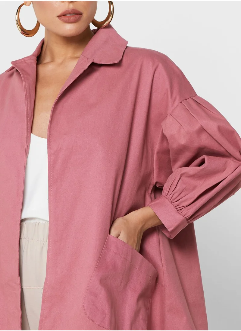 Desert Cove Pleat Detail Longline Jacket