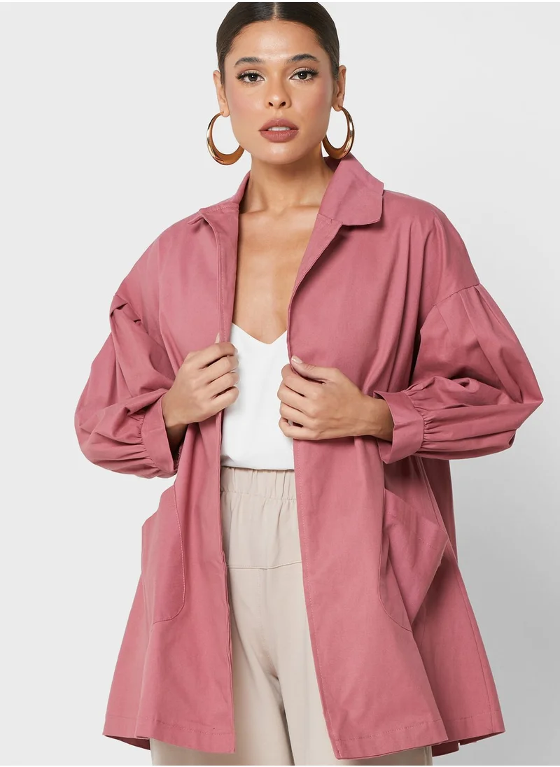 Desert Cove Pleat Detail Longline Jacket
