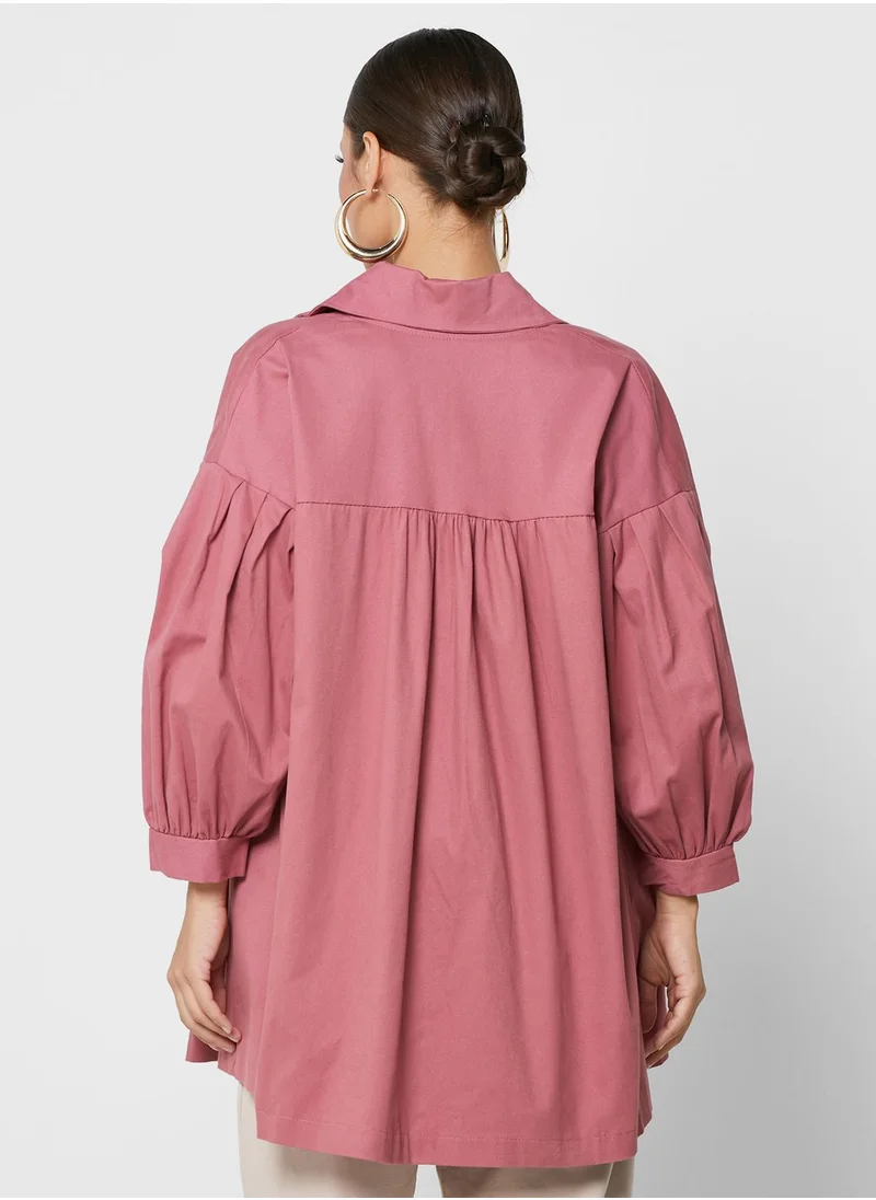 Desert Cove Pleat Detail Longline Jacket