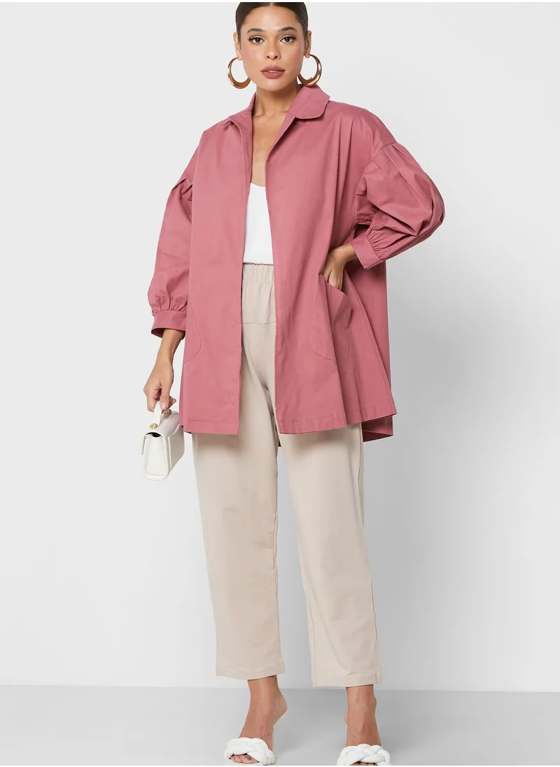 Desert Cove Pleat Detail Longline Jacket