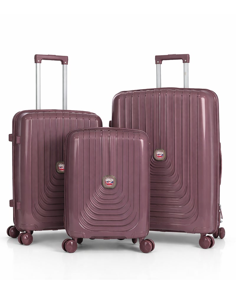 منيك طقم حقائب سفر فياجيرو ستر أورديناريو  قطع | حقائب ترولي صلبة من البولي بروبلين | بعجلات مزدوجة  درجة | مقاس كابينة  بوصة، متوسط  بوصة، كبير  بوصة | بنفسجي - Image 1