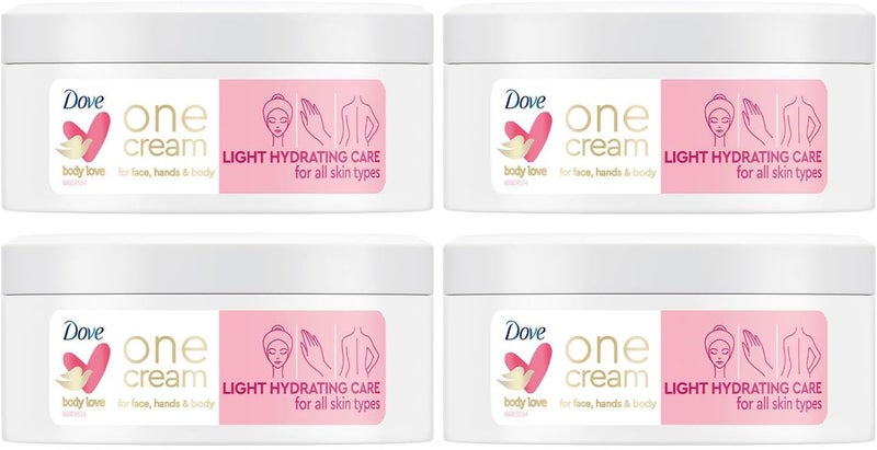 Dove Body Love Light Hydrating Care One Cream 24Hours Long Lasting Moisture for Face Hands Body Ceramide Restoring Serum Suitable for All Skin Types 250ml 4 Pack