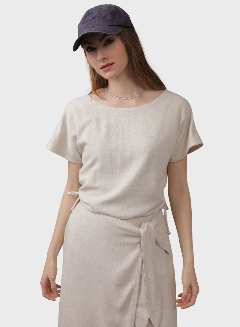 American Eagle Flared Sleeve Ruched Top
